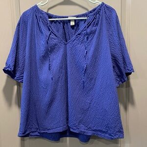 a new day Textured Blue Blouse | XXL | Polished Everyday Staple